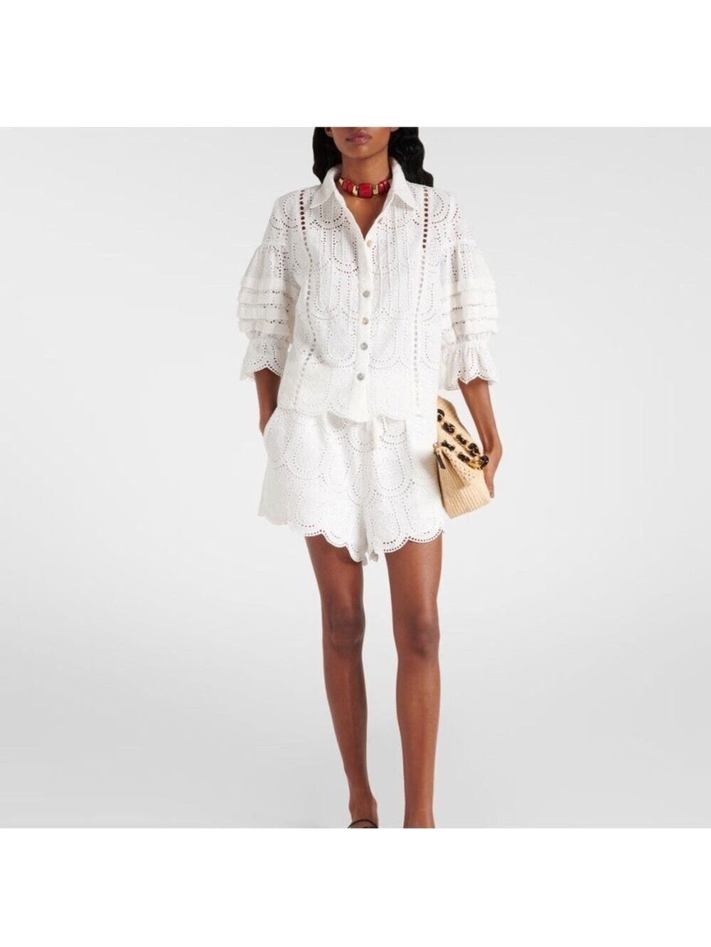 Farm Rio Broderie anglaise cotton shorts